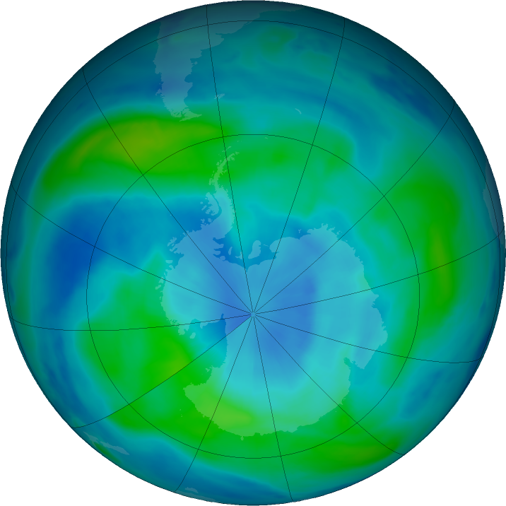 Antarctic ozone map for 07 March 2018